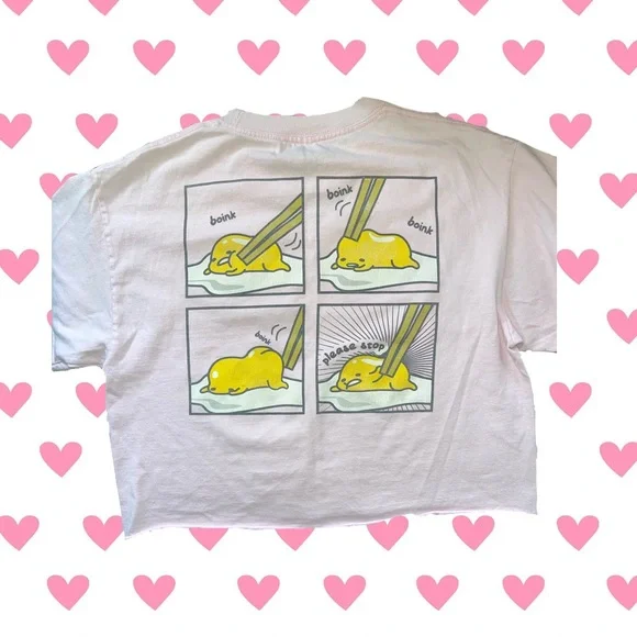 Gudetama, Pink crop top, M - Picture 2 of 3